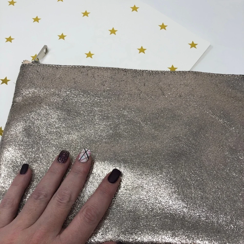 Nordstrom BP Metallic Gold Zippered Pouch Clutch